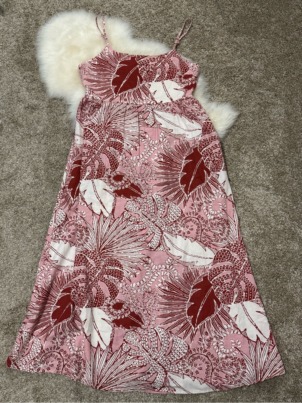 Japna Women’s Pink & Rust Floral Tropical Maxi Dress Size M